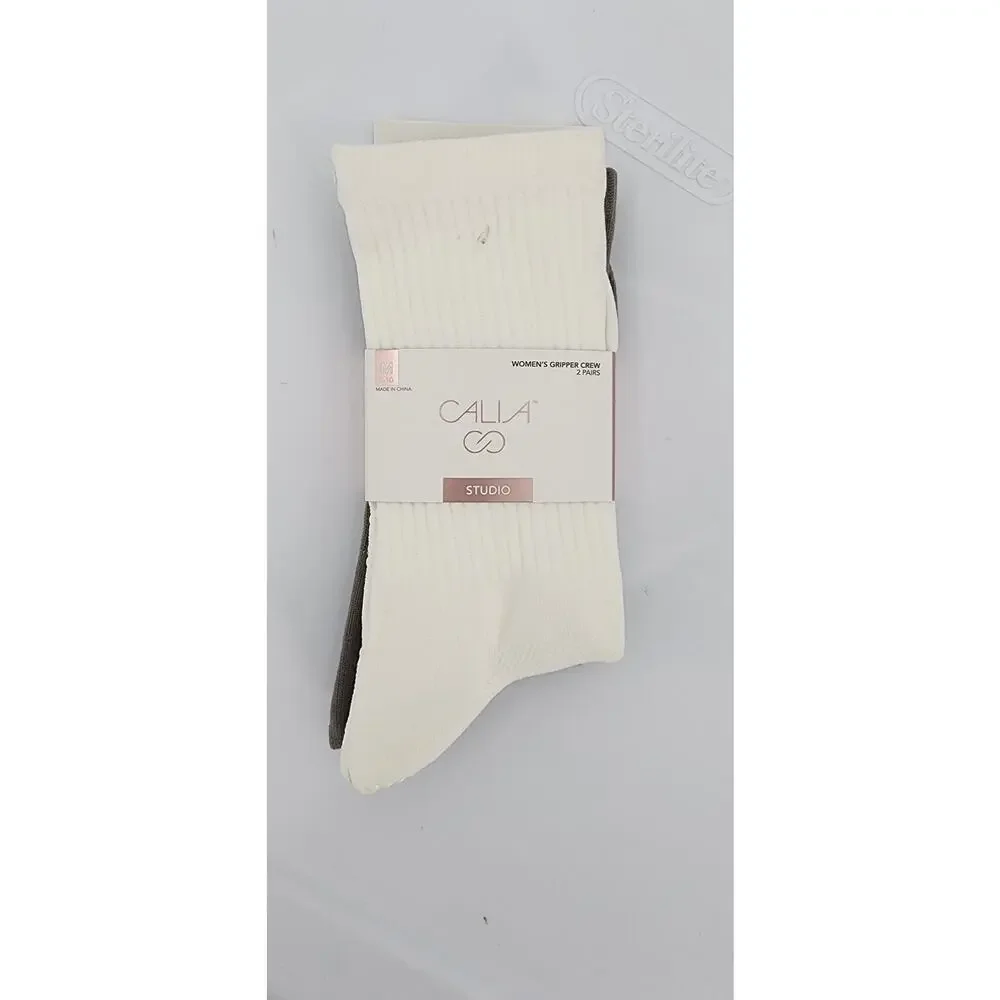 New NWT Calia Studio Women's Gripper Crew Socks 2-‎ Pack